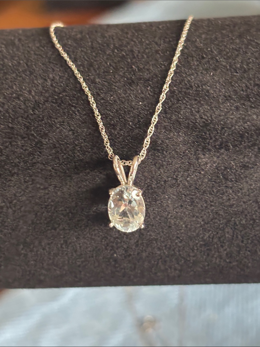 Silver Genuine Aquamarine Necklace 18”